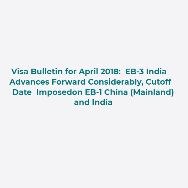 Visa Bulletin for April 2018