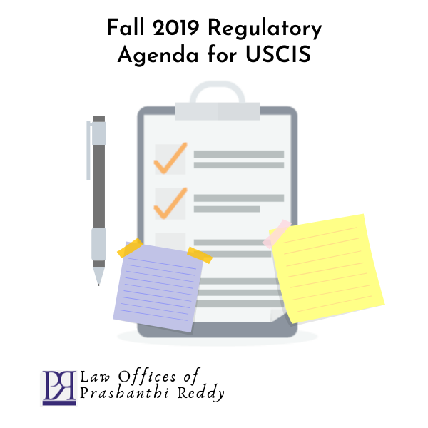 Fall 2019 Regulatory Agenda for USCIS